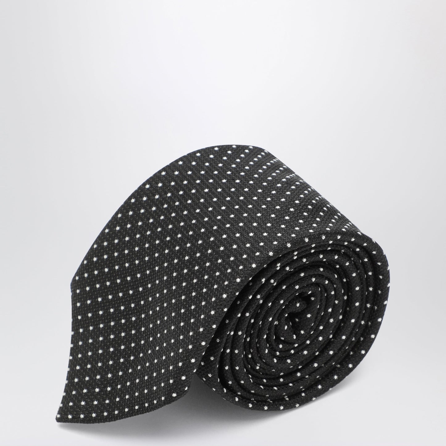 Tom Ford Black Silk Tie With Micro-Circle Pattern Men TOM FORD
