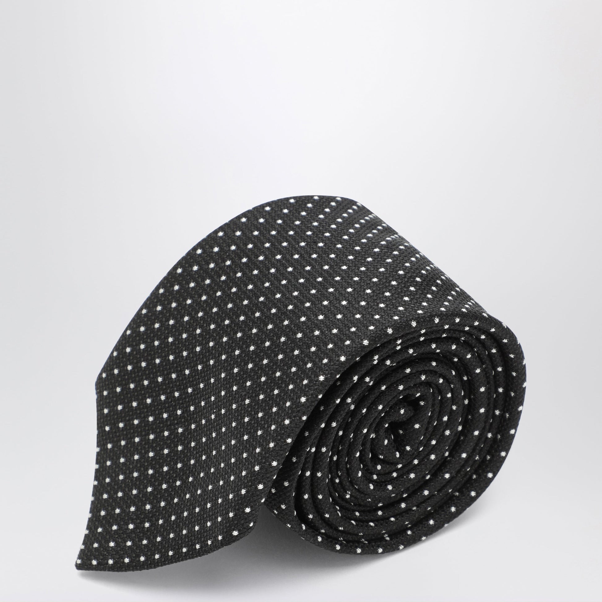 Tom Ford Black Silk Tie With Micro-Circle Pattern Men TOM FORD