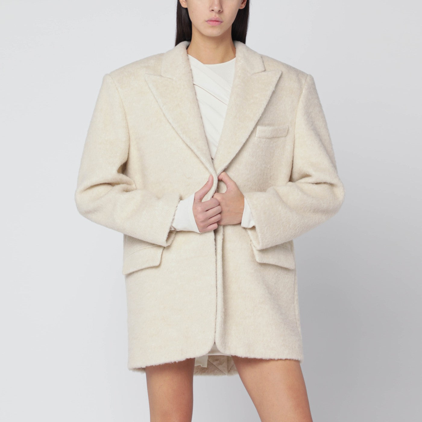 The Andamane Oversized Ivory Jacket In Wool Blend Women THE ANDAMANE