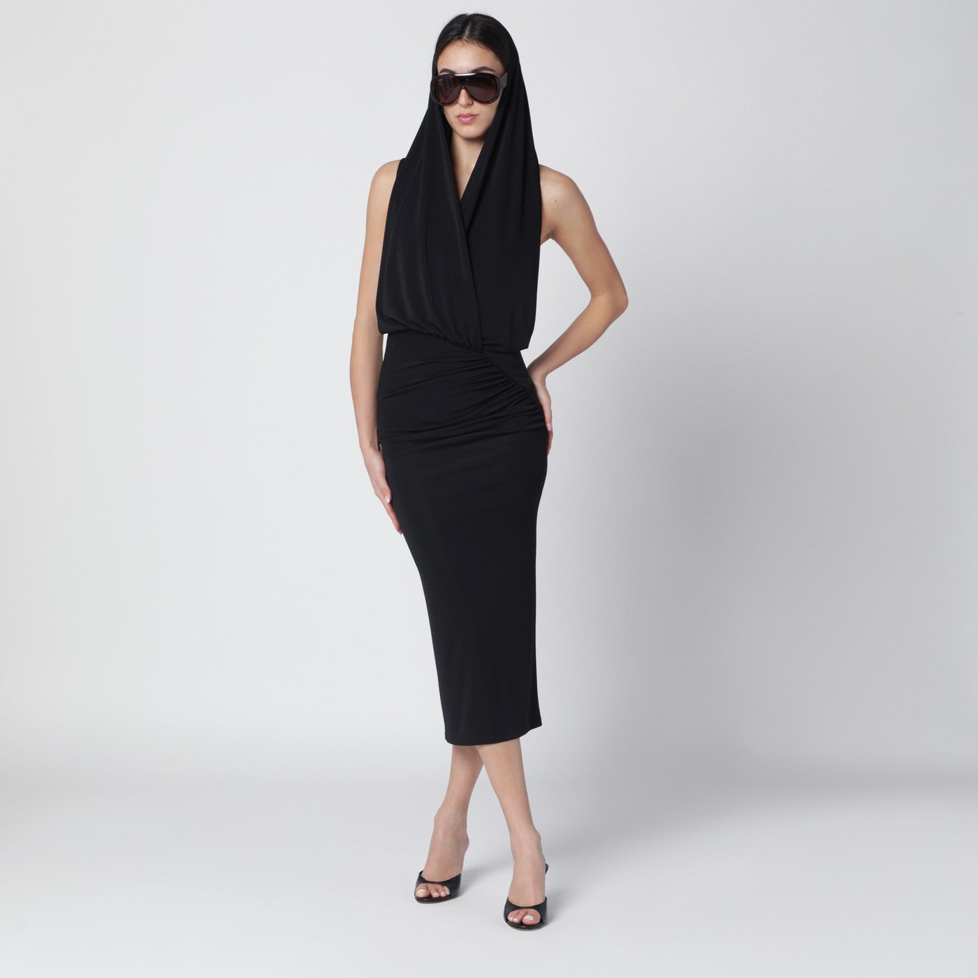 The Andamane Black Annie Hooded Midi Dress Women THE ANDAMANE