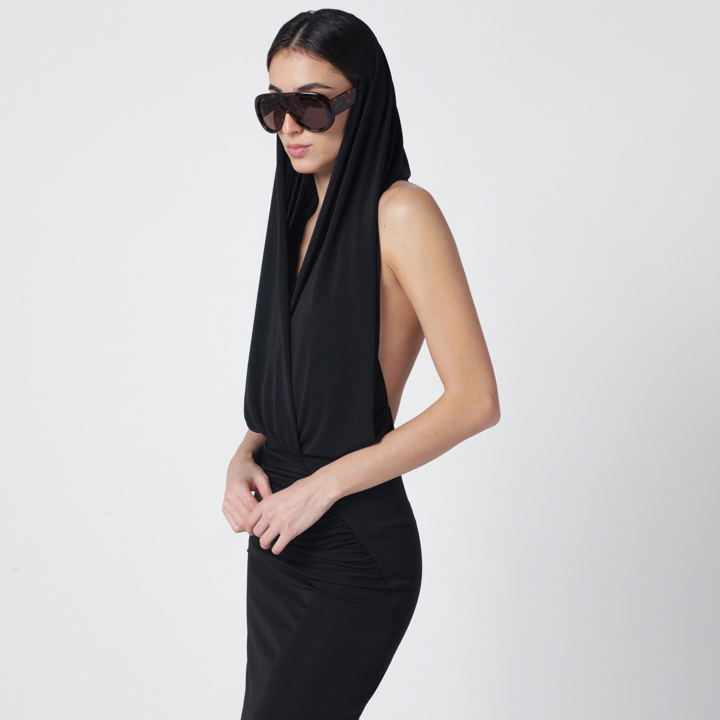 The Andamane Black Annie Hooded Midi Dress Women THE ANDAMANE