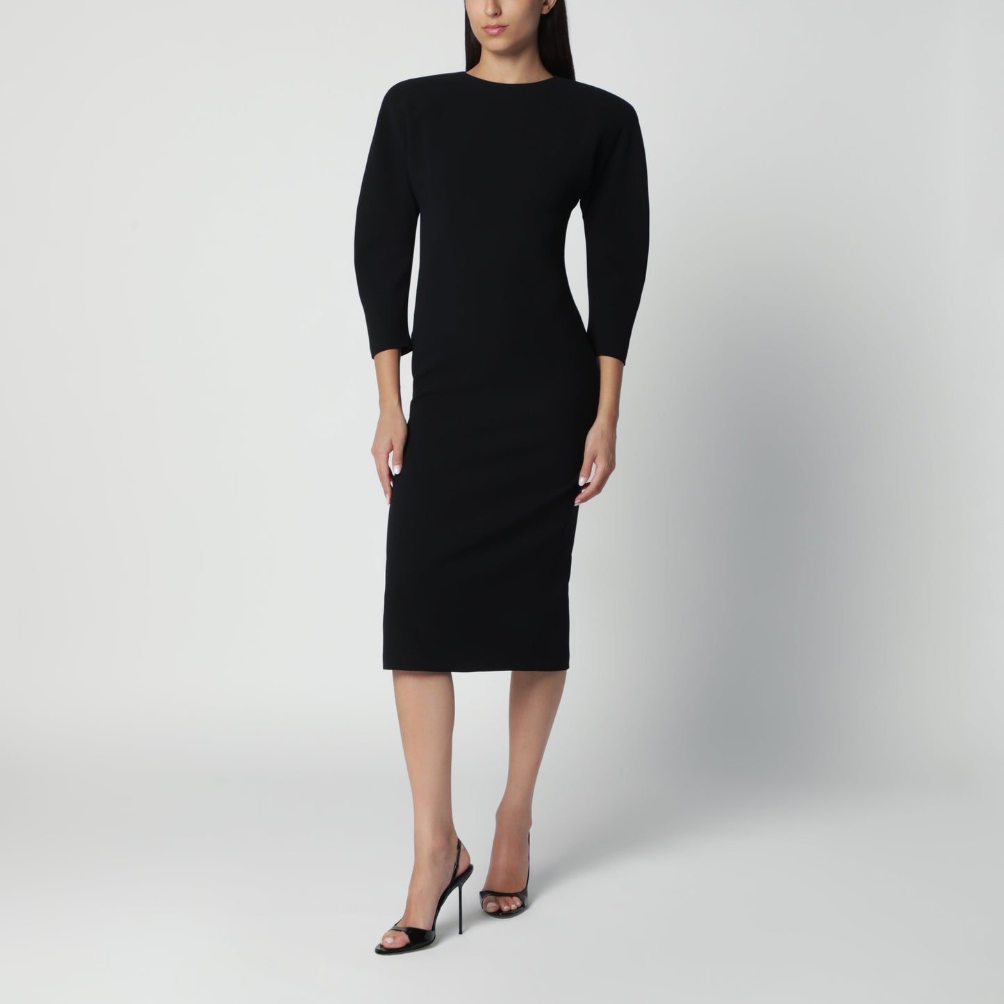 The Andamane Black Midi Dress With Rounded Shoulders Women THE ANDAMANE