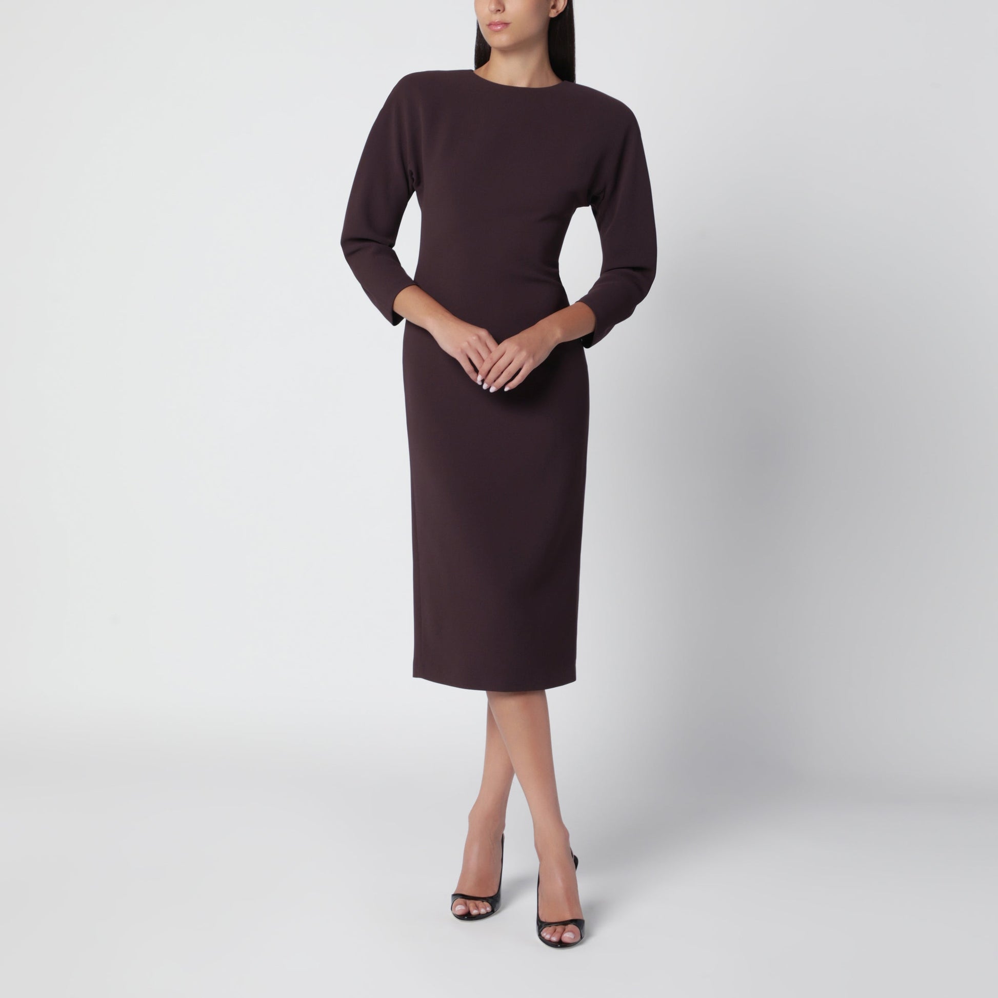 The Andamane Rouge Noir Midi Dress With Rounded Shoulders Women THE ANDAMANE