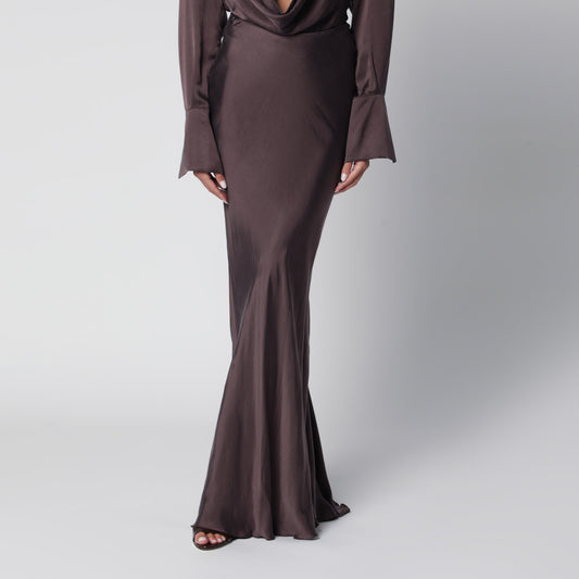 The Andamane Long Rouge Noir Satin Skirt Women THE ANDAMANE