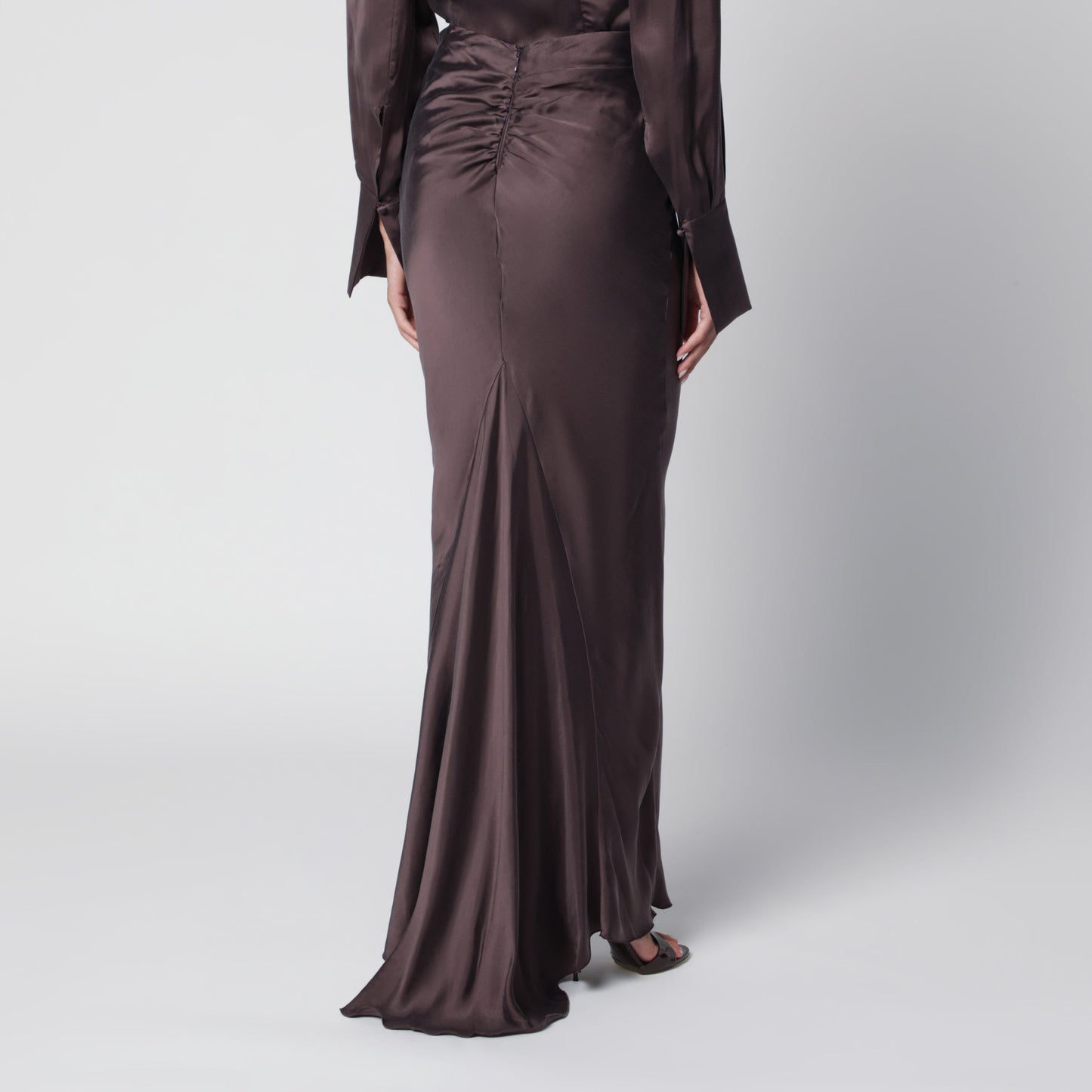The Andamane Long Rouge Noir Satin Skirt Women THE ANDAMANE