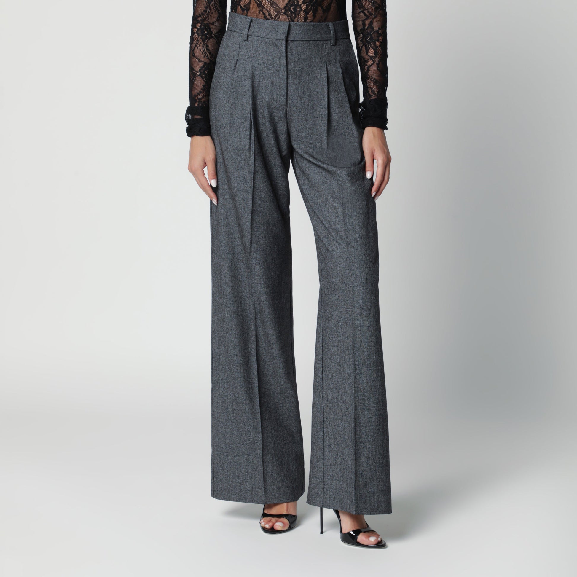 The Andamane Grey Wide-Leg Trousers Women THE ANDAMANE