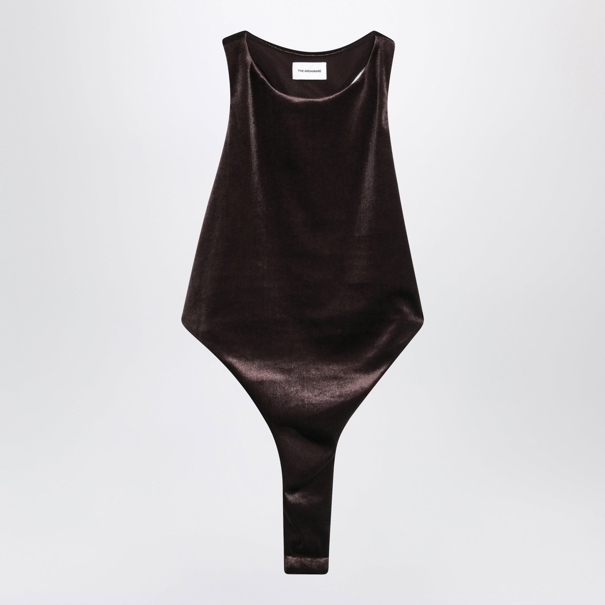 The Andamane Brown Velvet-Effect Bodysuit Women THE ANDAMANE