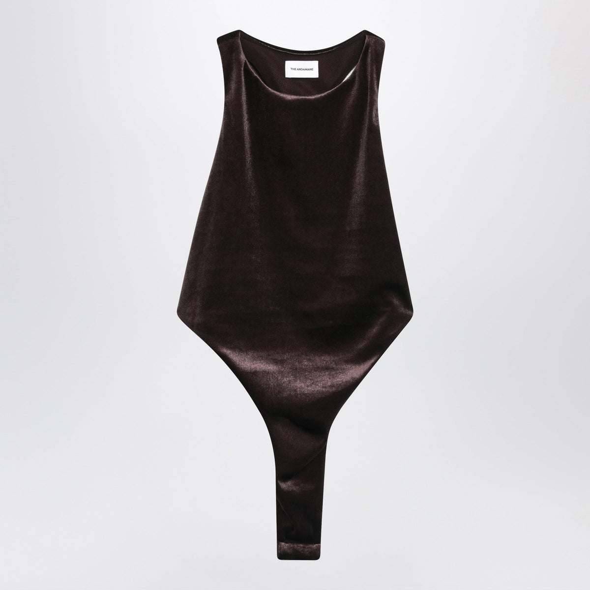 The Andamane Brown Velvet-Effect Bodysuit Women THE ANDAMANE