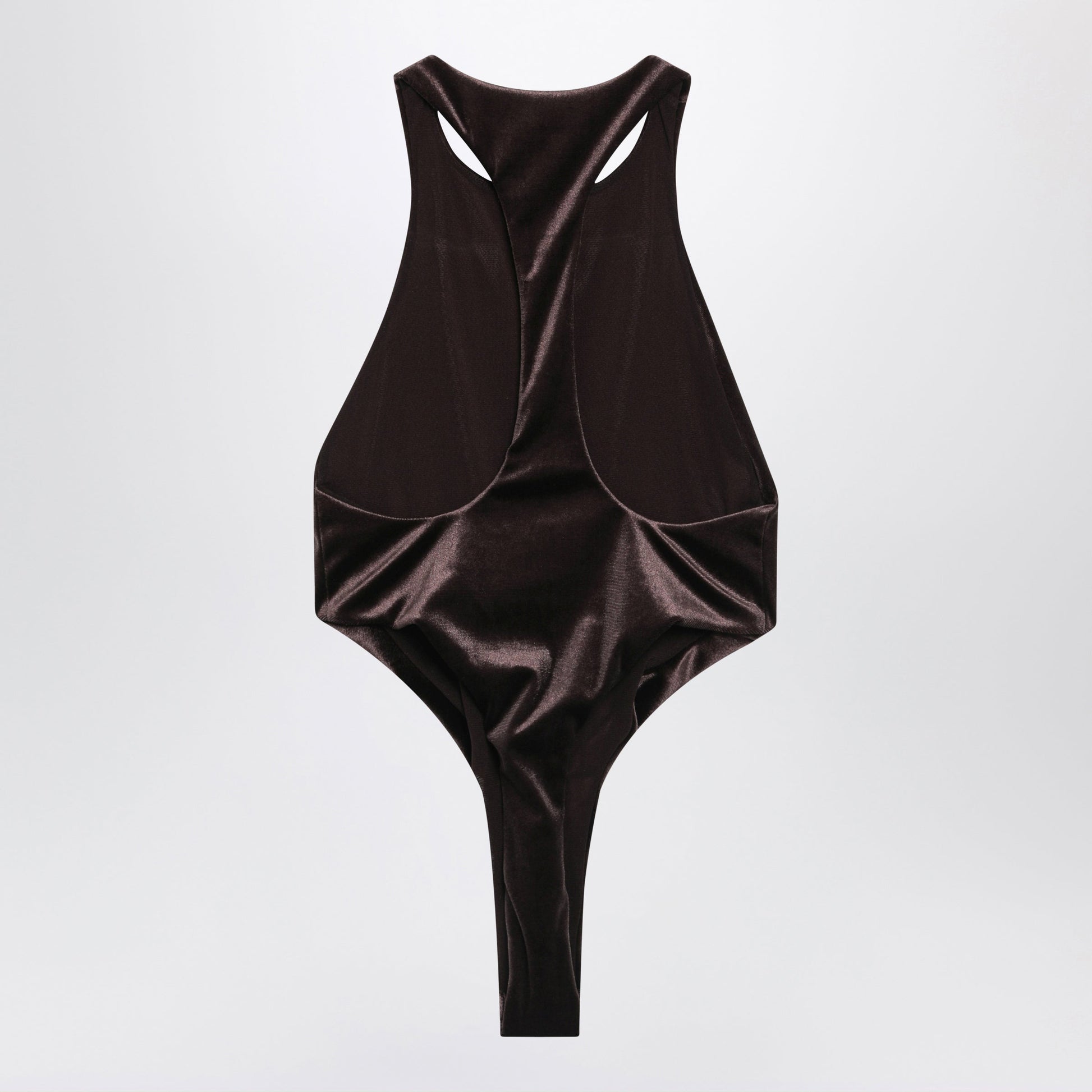 The Andamane Brown Velvet-Effect Bodysuit Women THE ANDAMANE