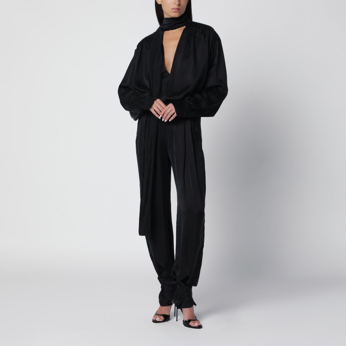 The Andamane Mathilda Black Cupro Satin Blouse Women THE ANDAMANE