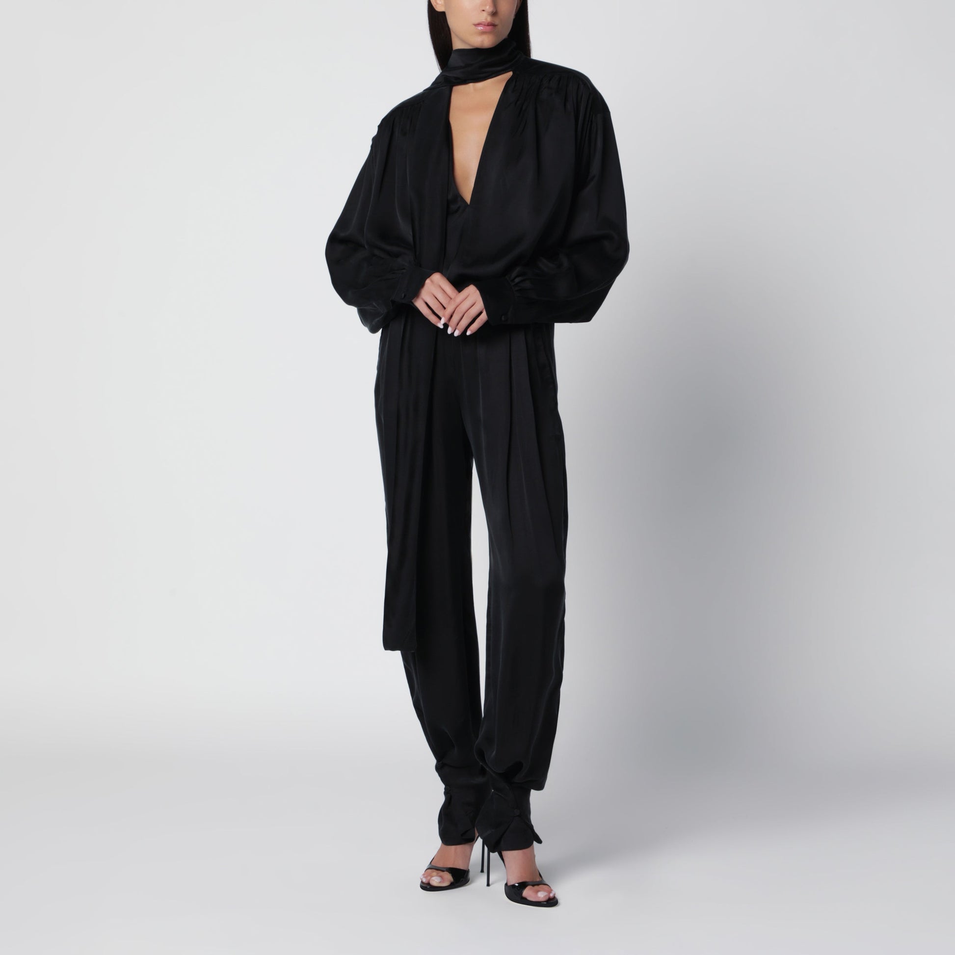The Andamane Mathilda Black Cupro Satin Blouse Women THE ANDAMANE