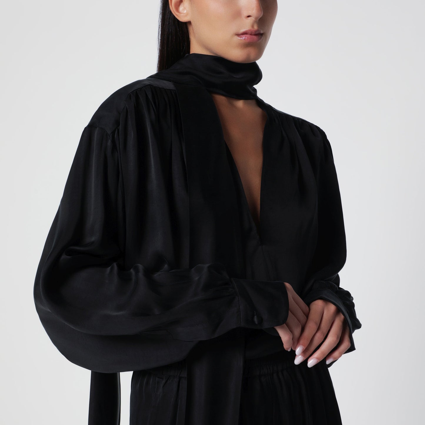 The Andamane Mathilda Black Cupro Satin Blouse Women THE ANDAMANE