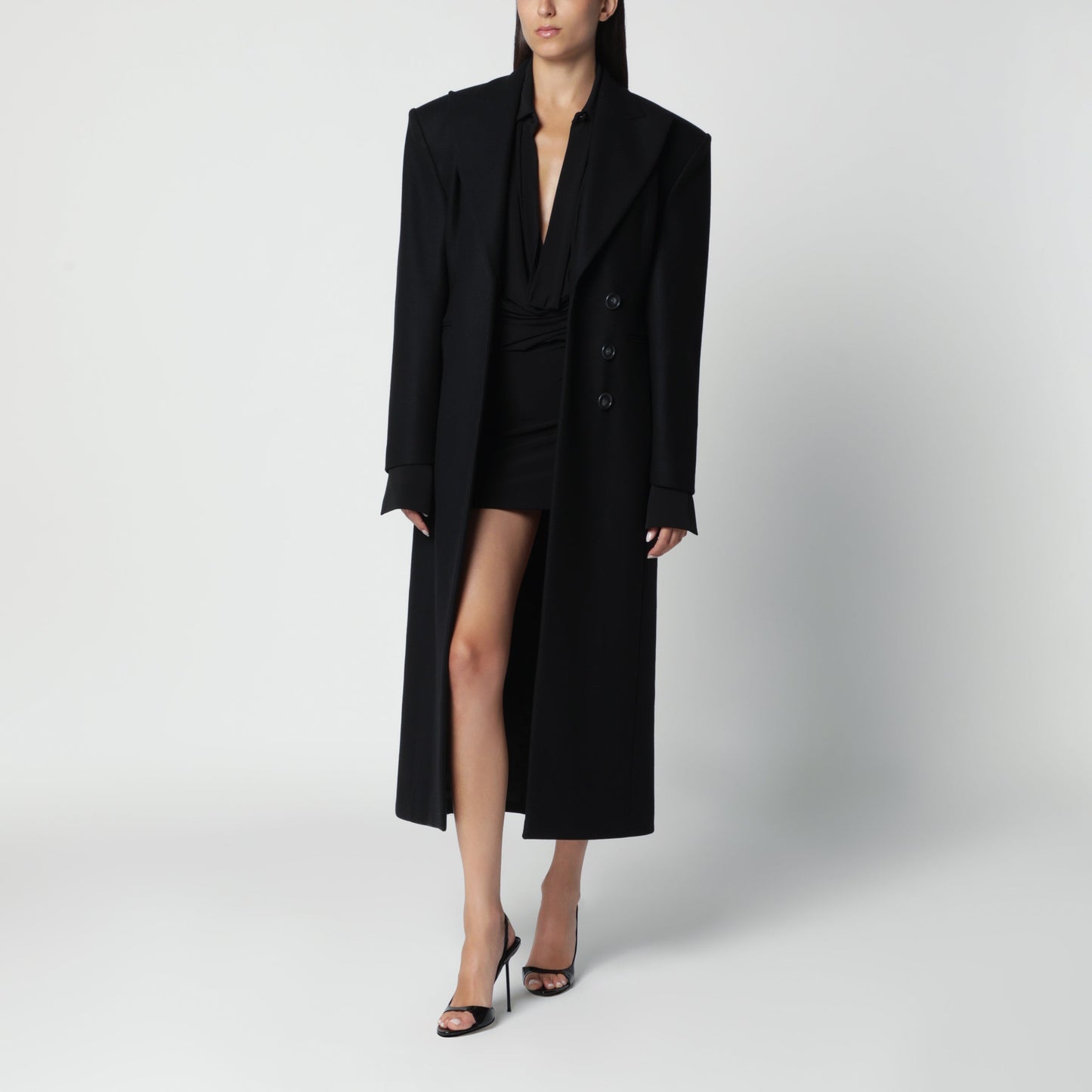 The Andamane Black Single-Breasted Coat With Structured Shoulders Women THE ANDAMANE