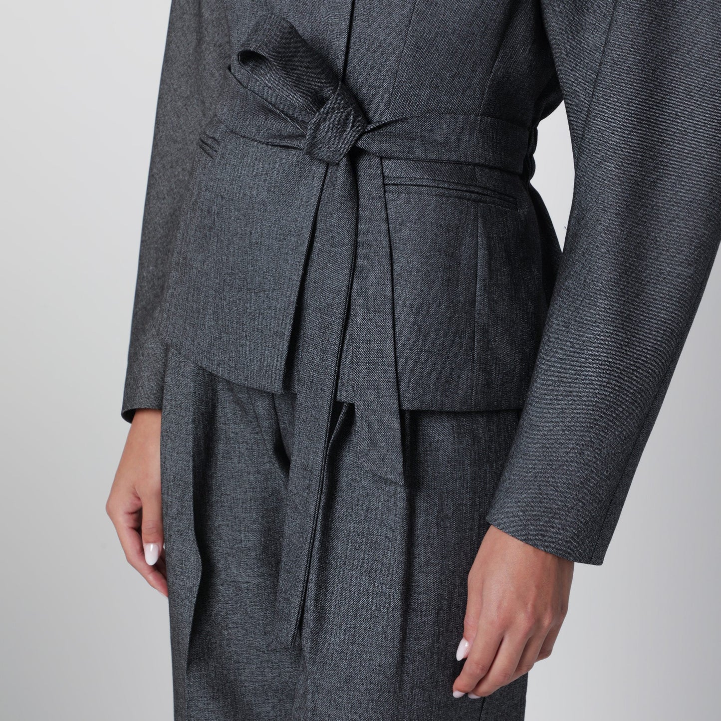 The Andamane Coordinated Belt Jacket In Grey Melange Women THE ANDAMANE