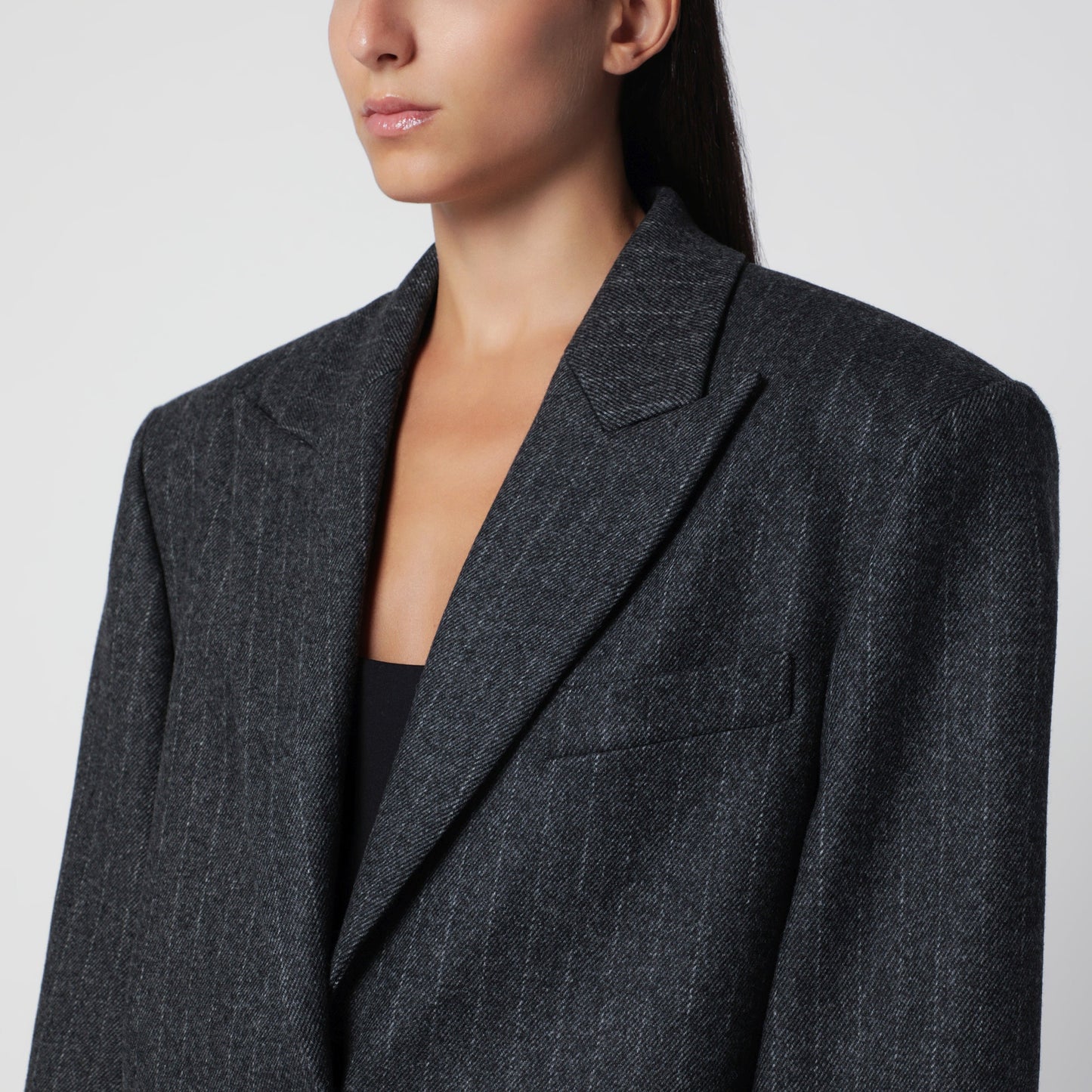 The Andamane Margaux Grey And Black Textured Jacket Women THE ANDAMANE