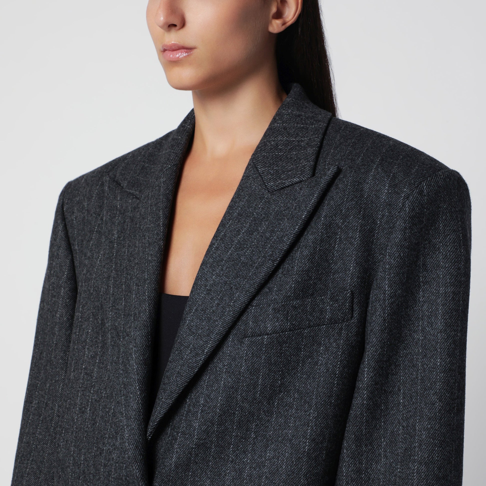 The Andamane Margaux Grey And Black Textured Jacket Women THE ANDAMANE