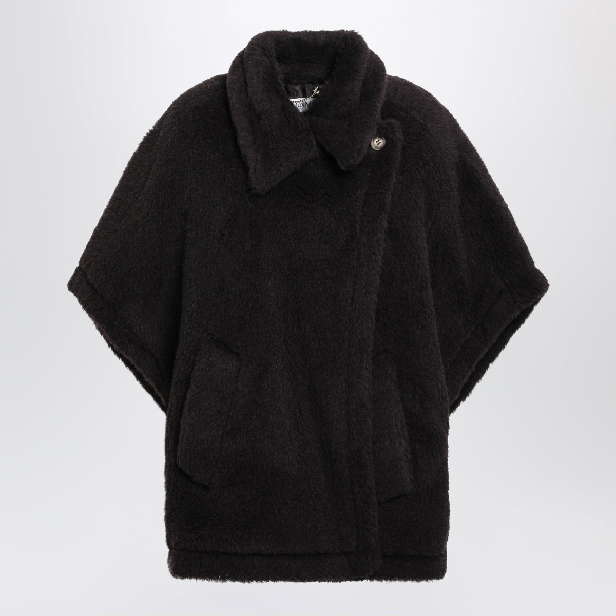 Max Mara Brown Cape In Alpaca And Wool Teddy Fabric Women MAX MARA