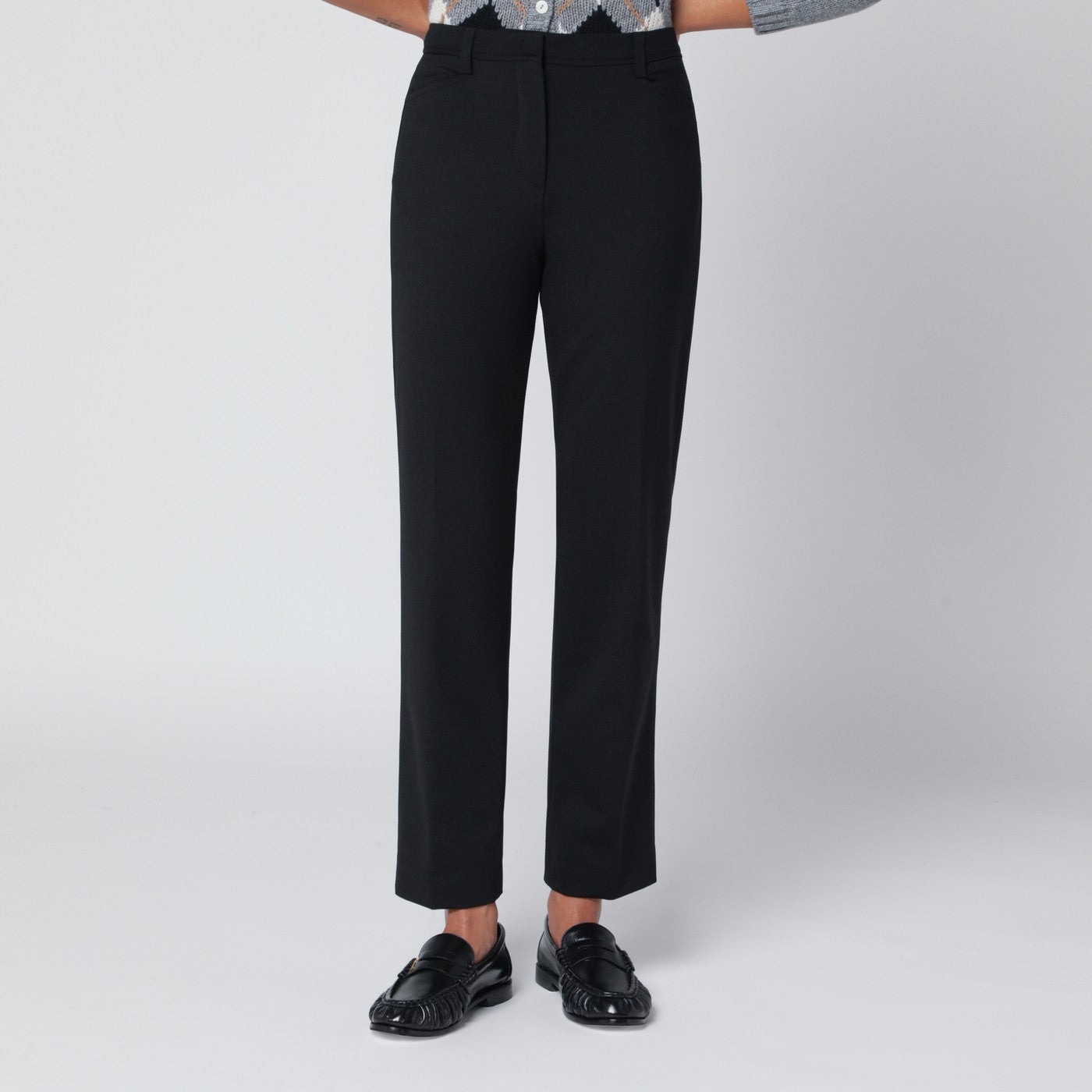 Thelatest Black Wool-Blend Trousers Women TheLatest