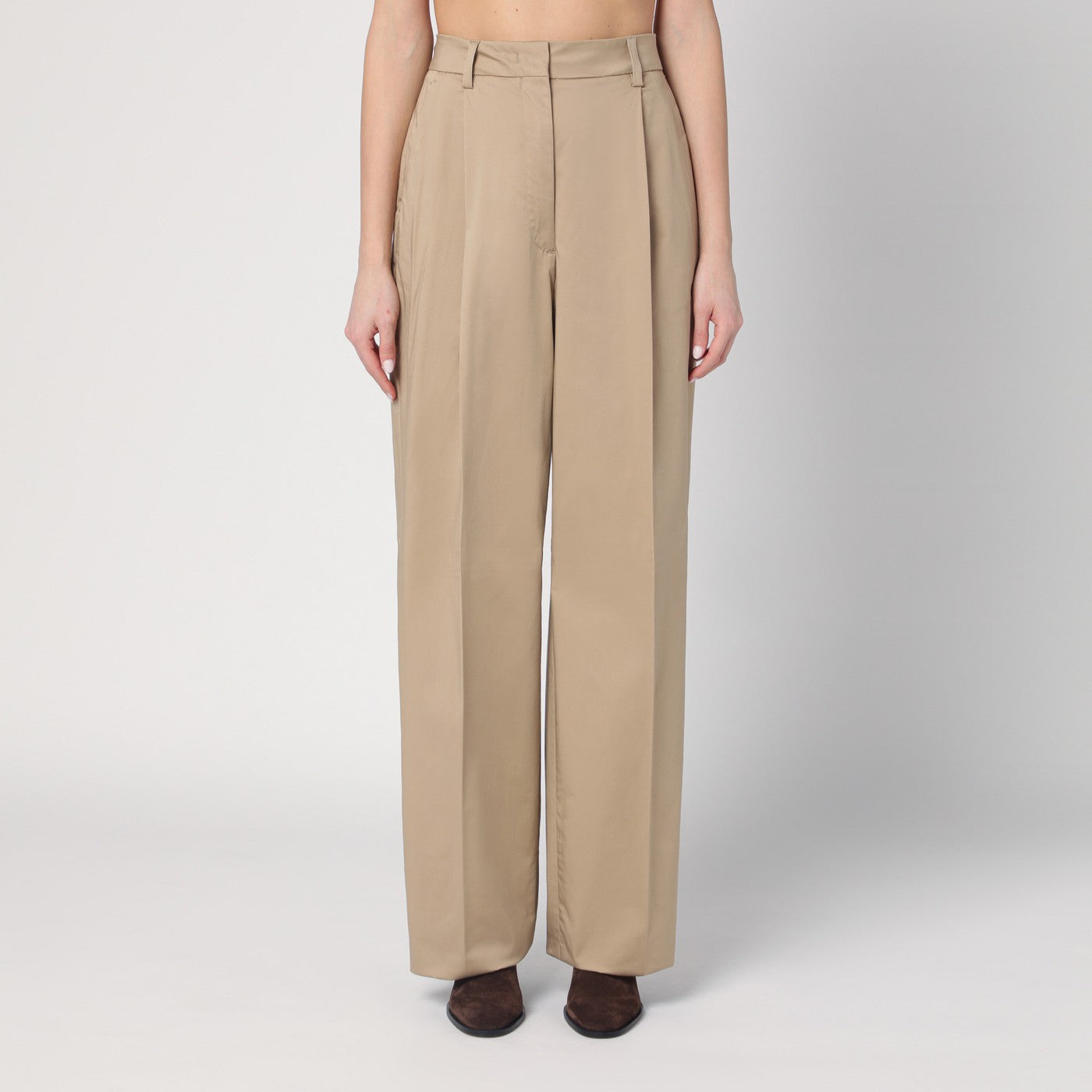 Thelatest Wide Sand-Coloured Axel Trousers Women TheLatest