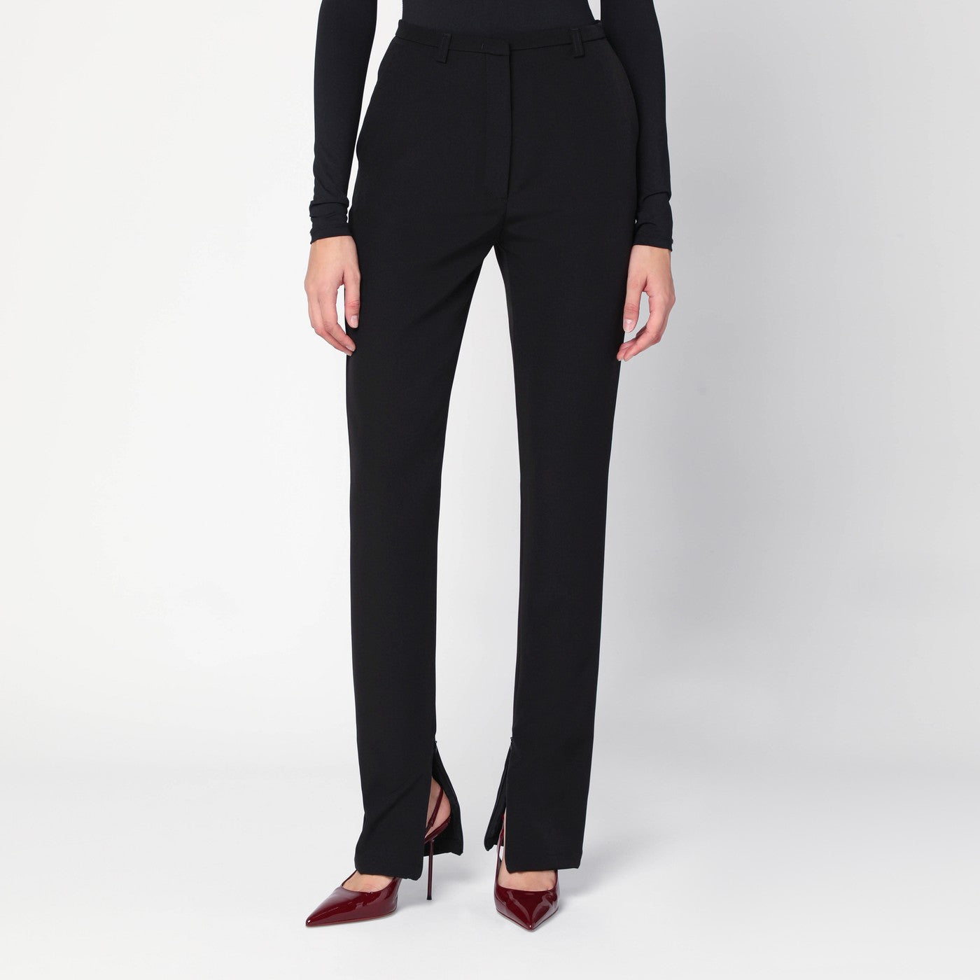 Thelatest Black Trousers With Zipped Slits Women TheLatest