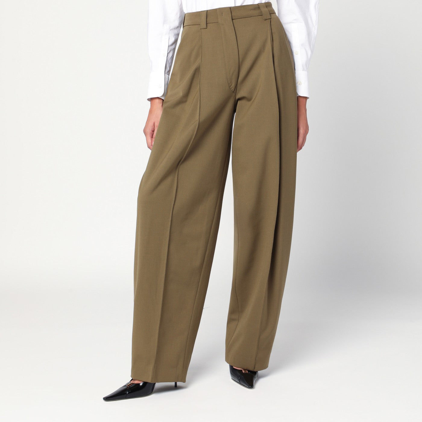 Thelatest Taupe Wool Blend Trousers Women TheLatest