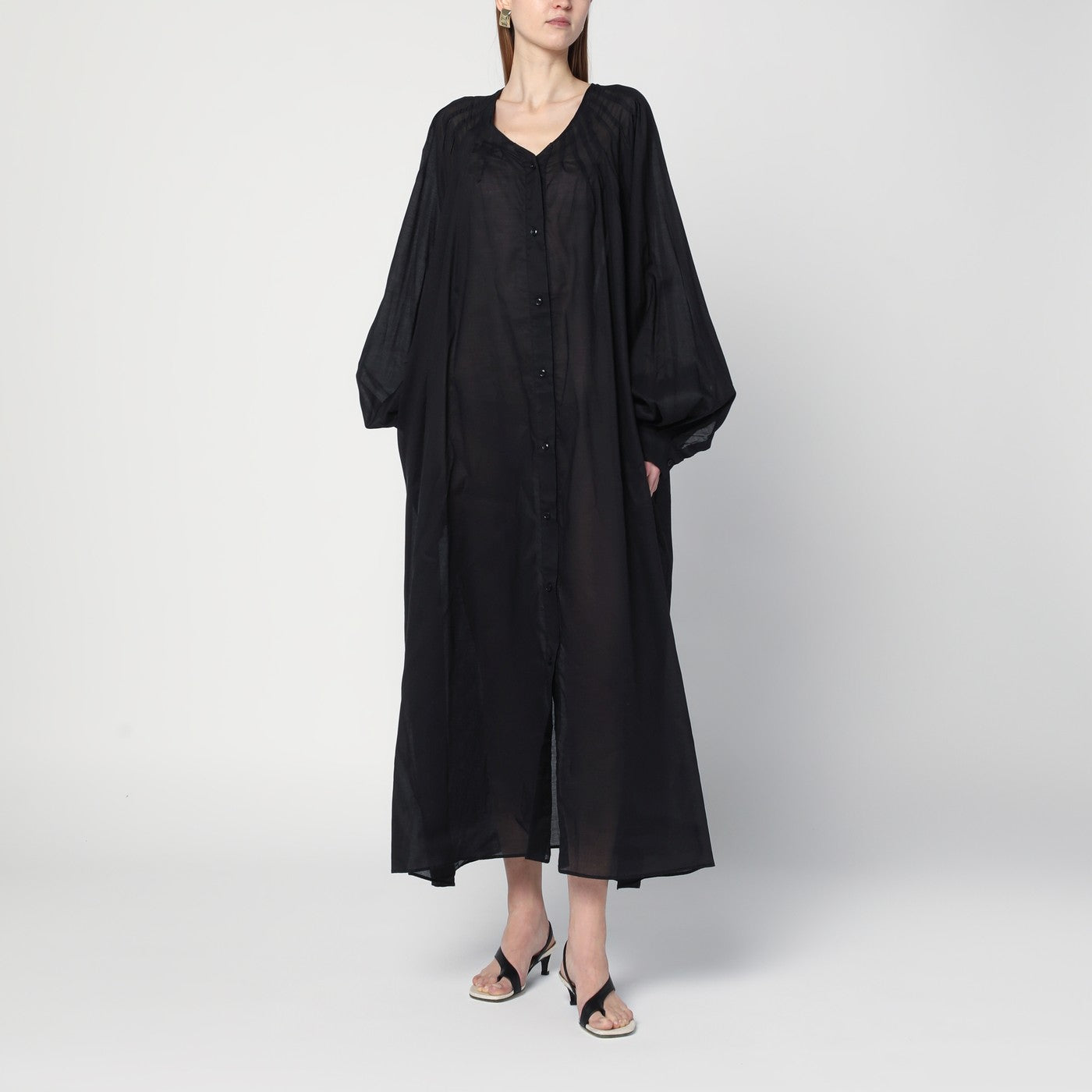 Thelatest Loose Black Dress In Cotton Women TheLatest