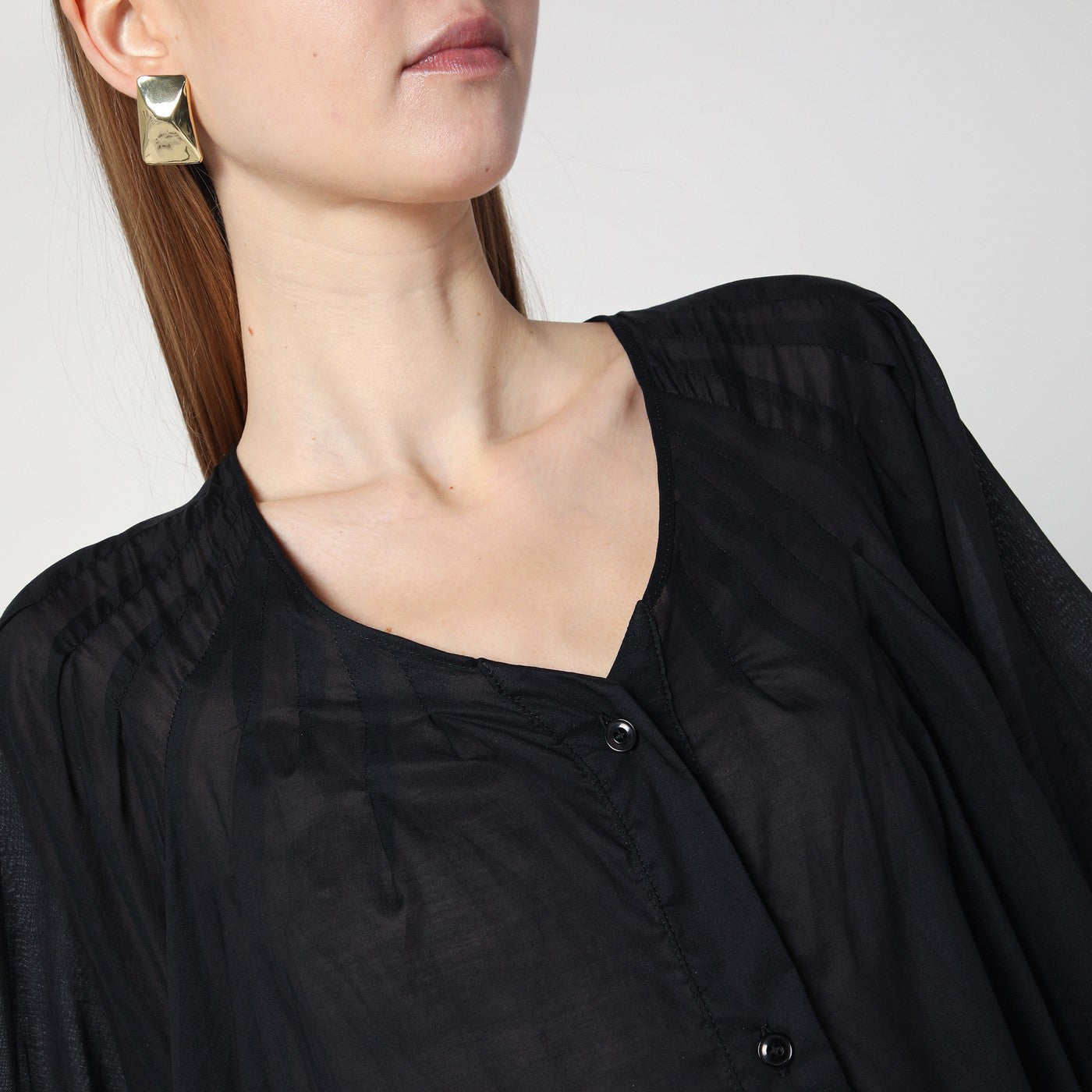 Thelatest Loose Black Dress In Cotton Women TheLatest