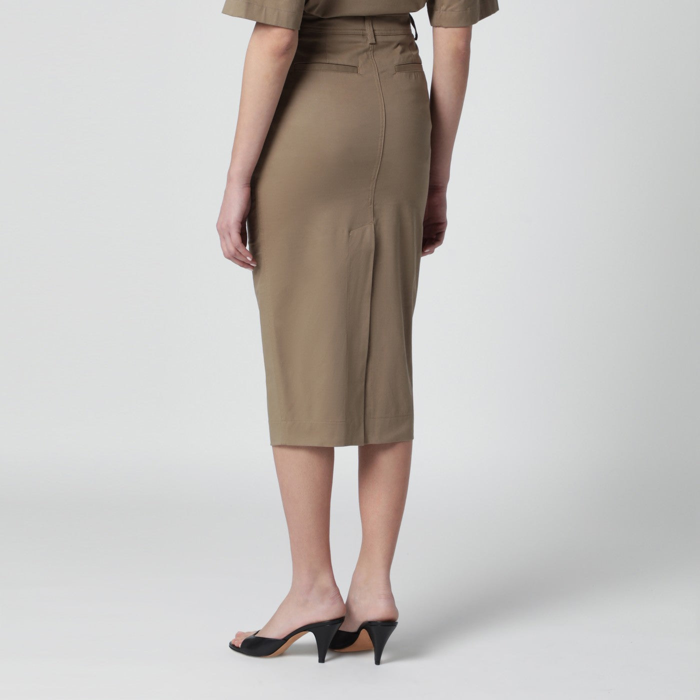 Thelatest Cognac Cotton Pencil Skirt Women TheLatest