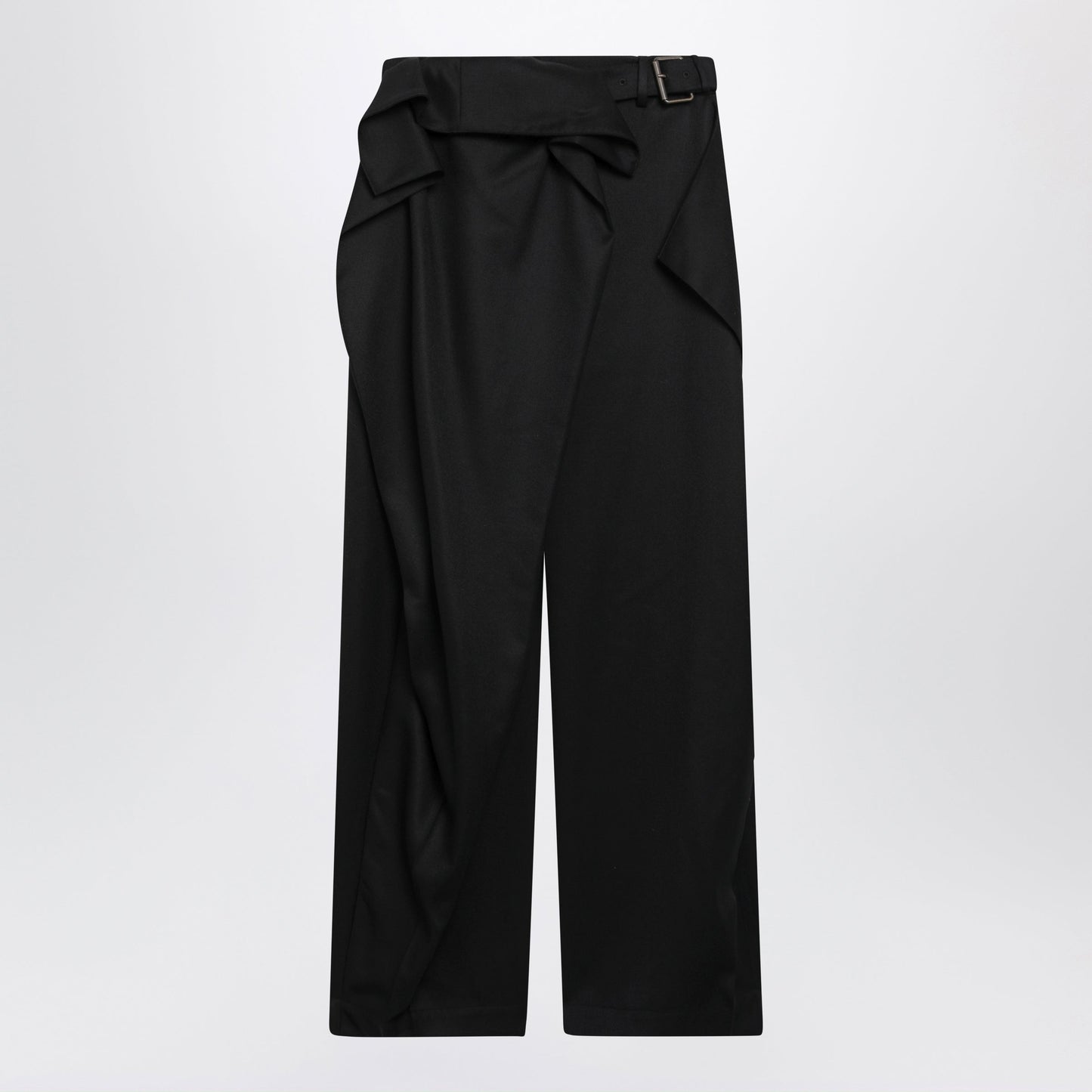 Jw Anderson Trousers With Turned-Up Waist In Black Wool Women J.W. ANDERSON