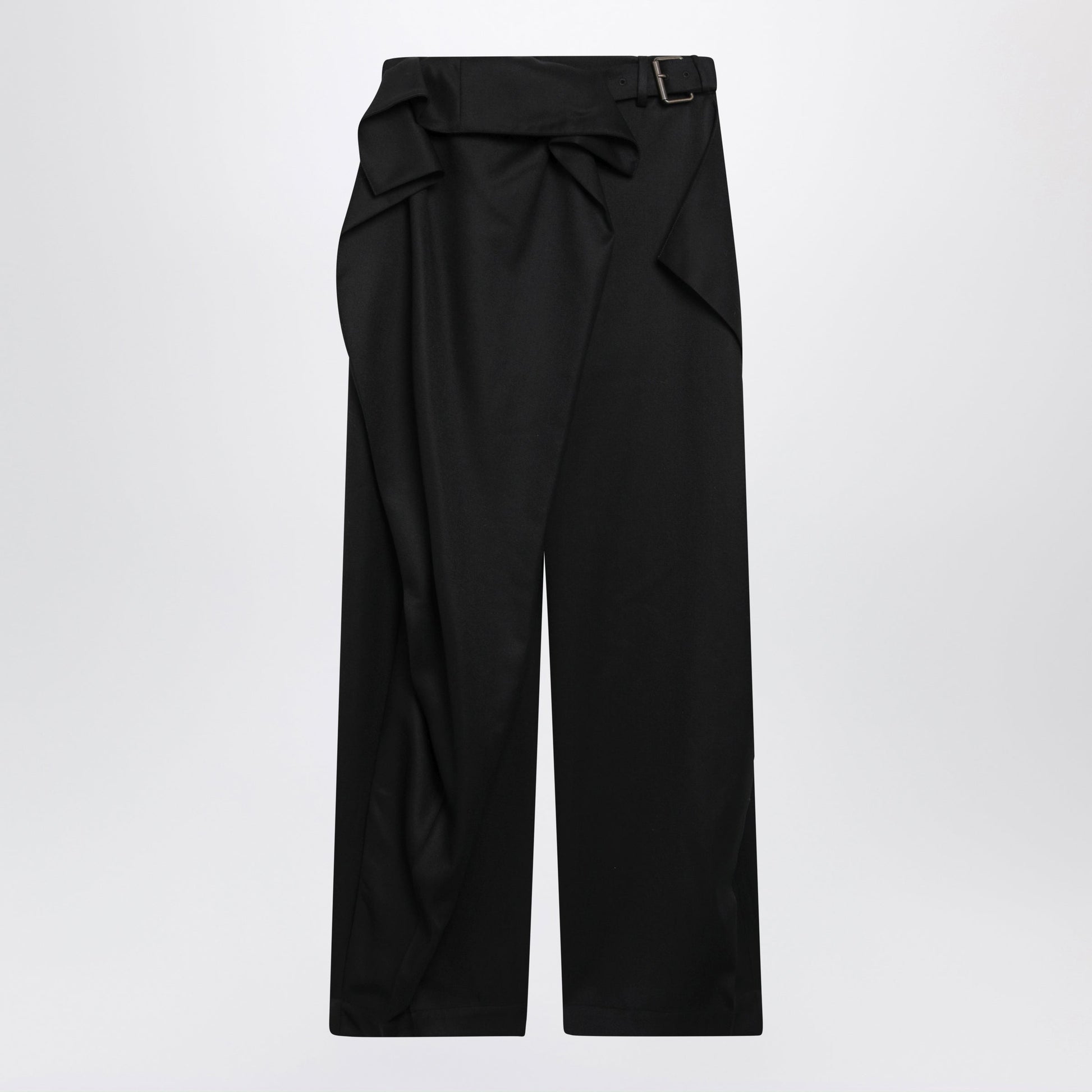 Jw Anderson Trousers With Turned-Up Waist In Black Wool Women J.W. ANDERSON