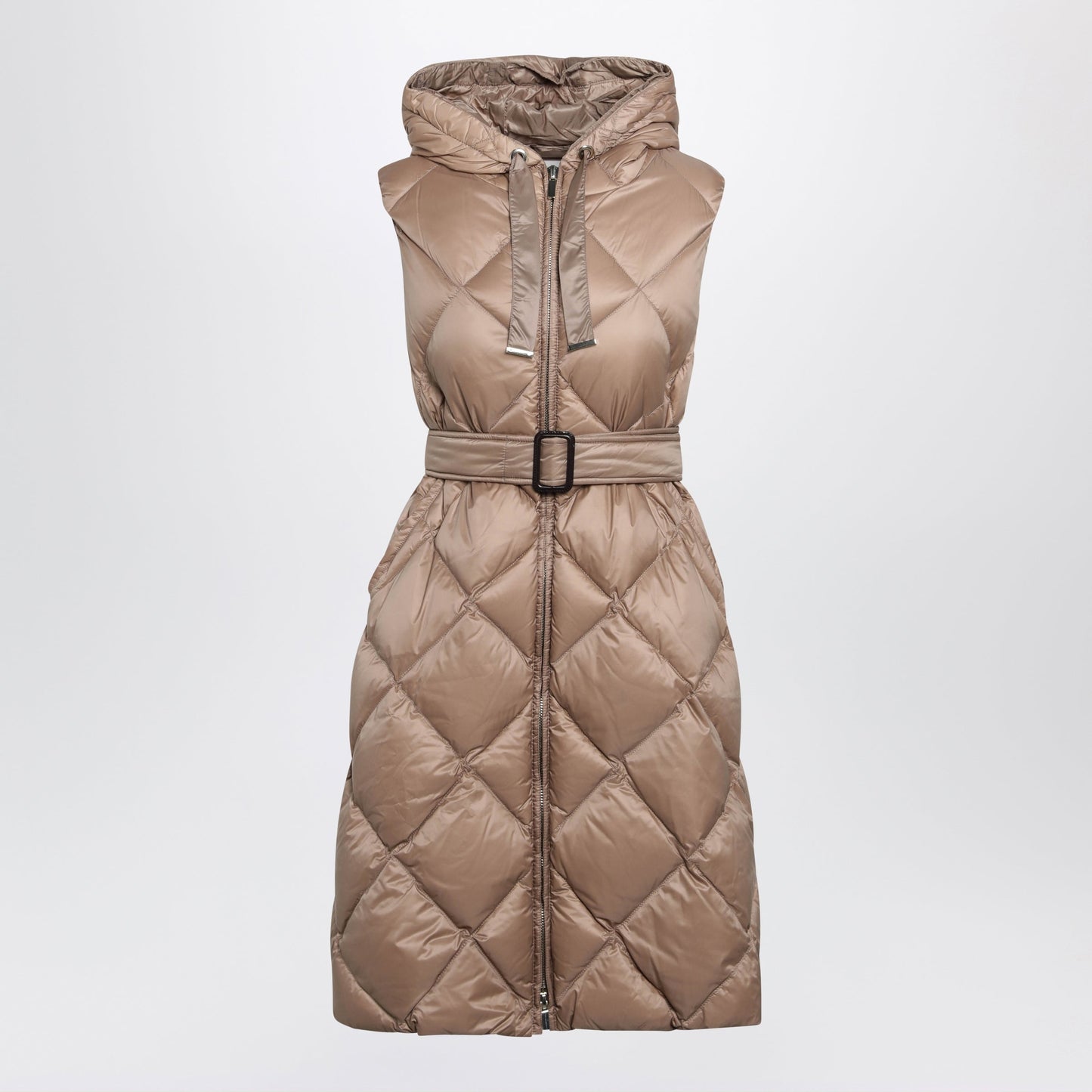 Max Mara The Cube Camel Belted Sleeveless Down Jacket Women MAX MARA THE CUBE