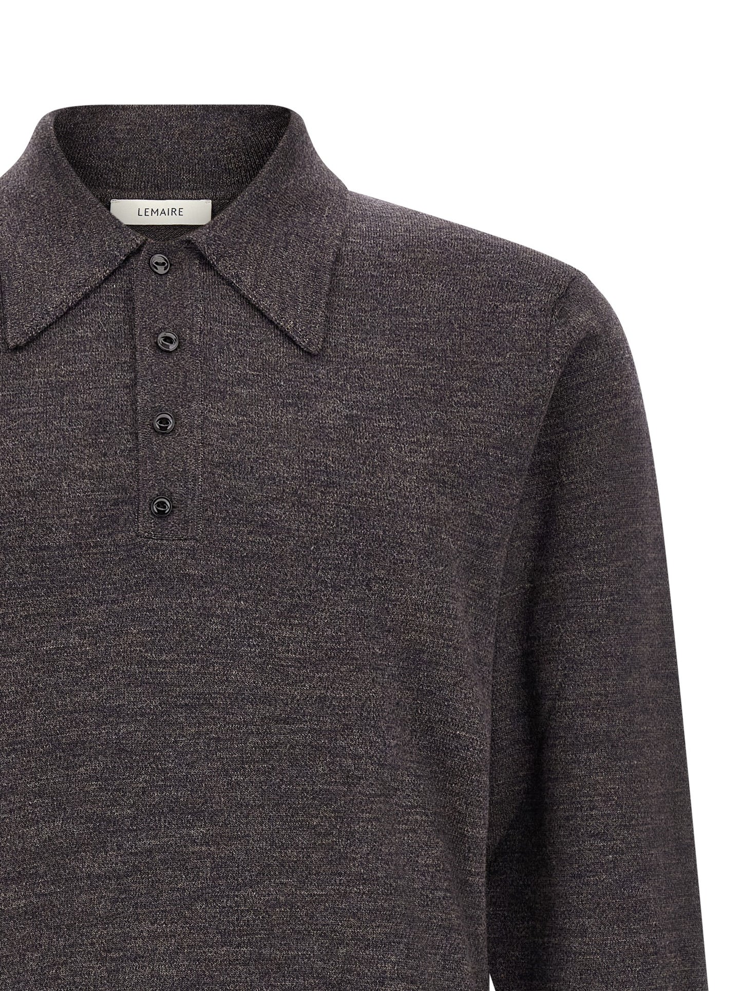 Lemaire Men Mouliné Wool Polo Shirt LEMAIRE