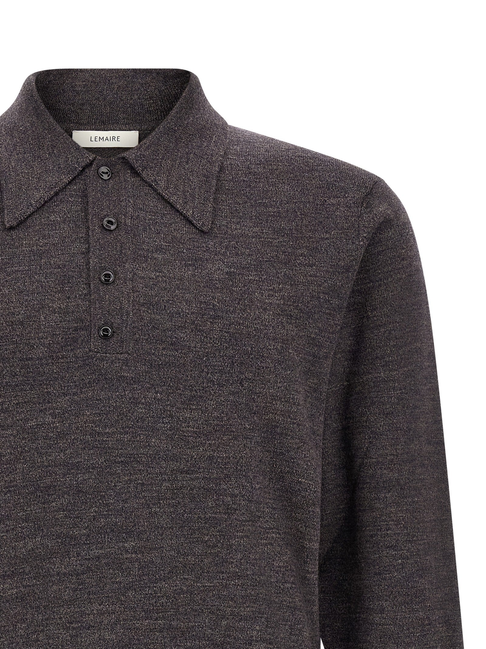 Lemaire Men Mouliné Wool Polo Shirt LEMAIRE