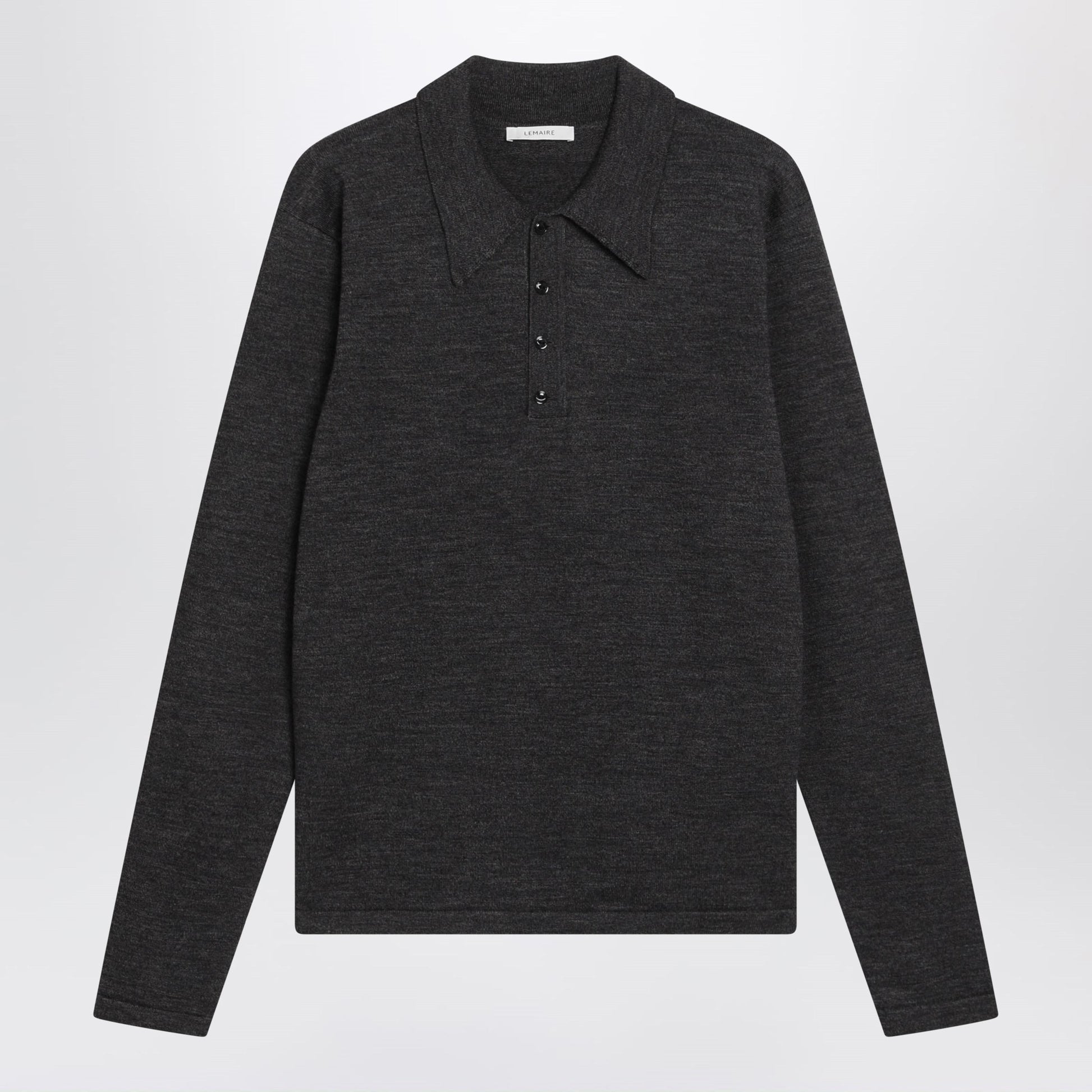 Lemaire Grey Long-Sleeve Wool Polo Shirt Men LEMAIRE
