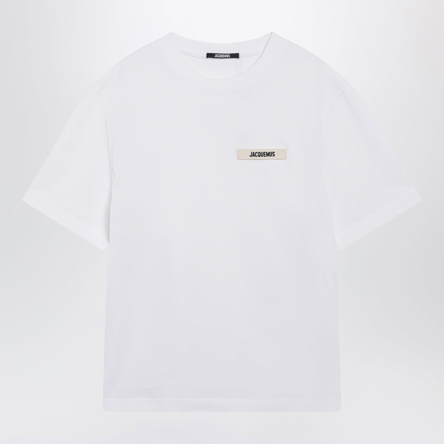 Jacquemus White T-Shirt With Grosgrain Logo Men JACQUEMUS