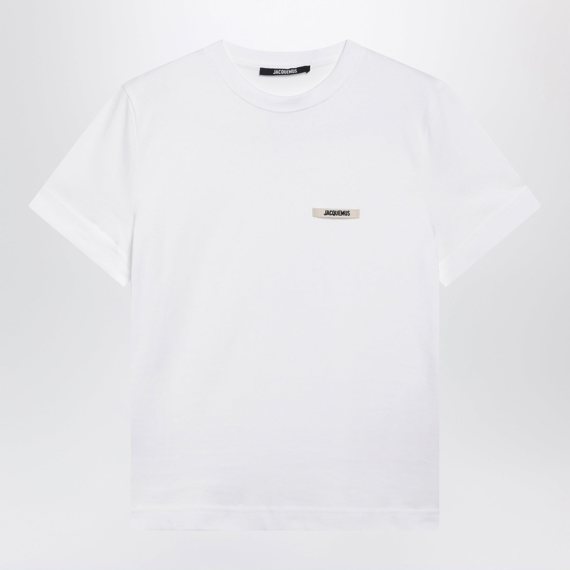 Jacquemus White Fitted T-Shirt With Grosgrain Logo Women JACQUEMUS
