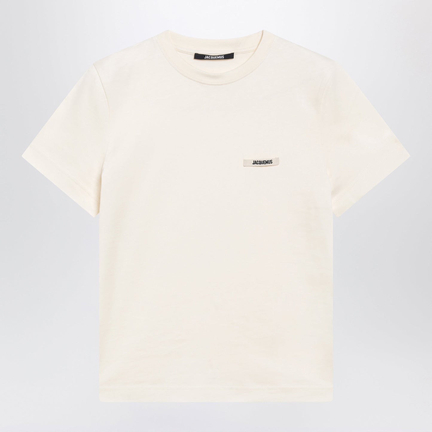 Jacquemus Light Beige Fitted T-Shirt With Grosgrain Logo Women JACQUEMUS