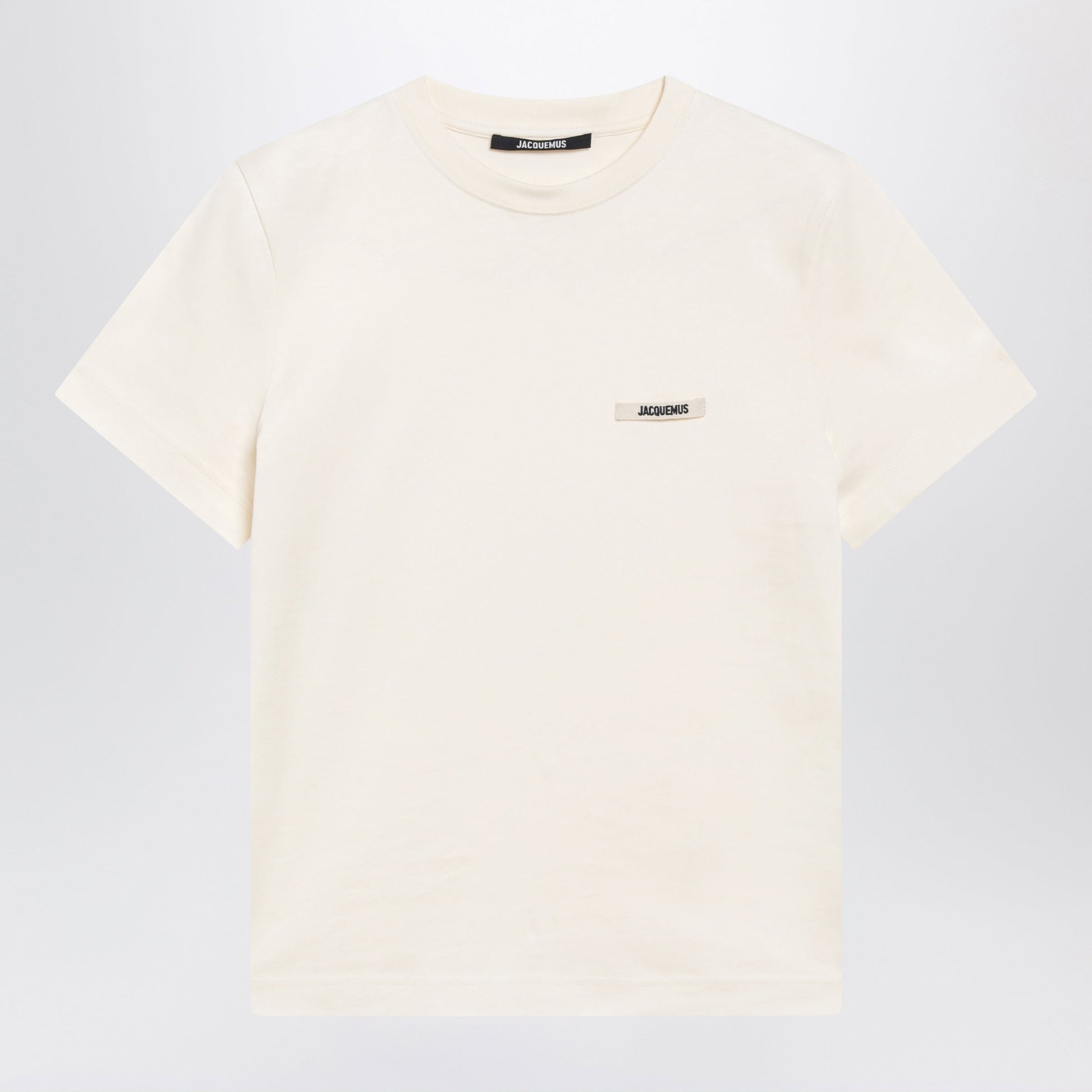 Jacquemus Light Beige Fitted T-Shirt With Grosgrain Logo Women JACQUEMUS