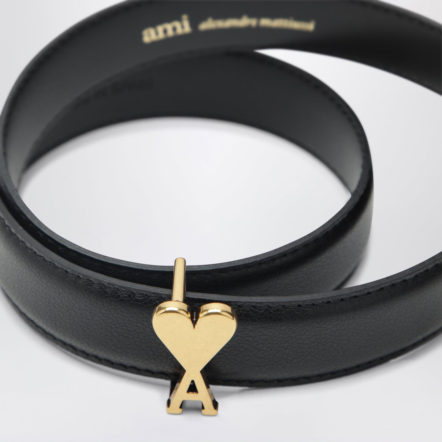 Ami Paris Black Ami De Cå“Ur Belt In Calfskin Men AMI PARIS