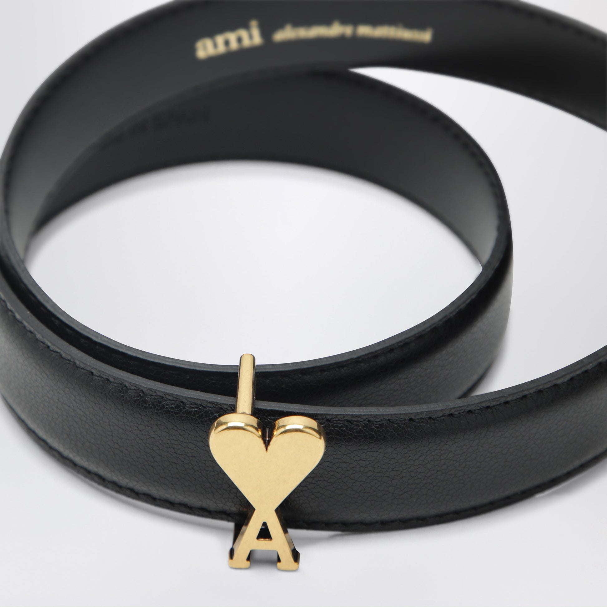 Ami Paris Black Ami De Cå“Ur Belt In Calfskin Men AMI PARIS