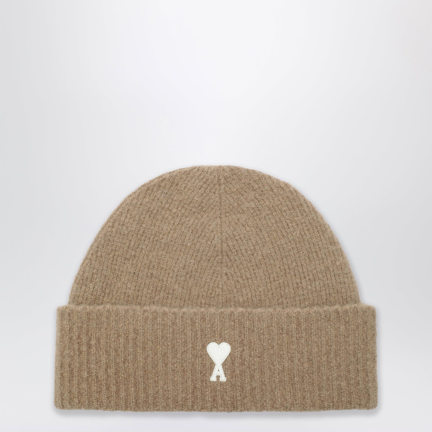 Ami Paris Ami De Coeur Beanie In Wool Blend, Beige Men AMI PARIS