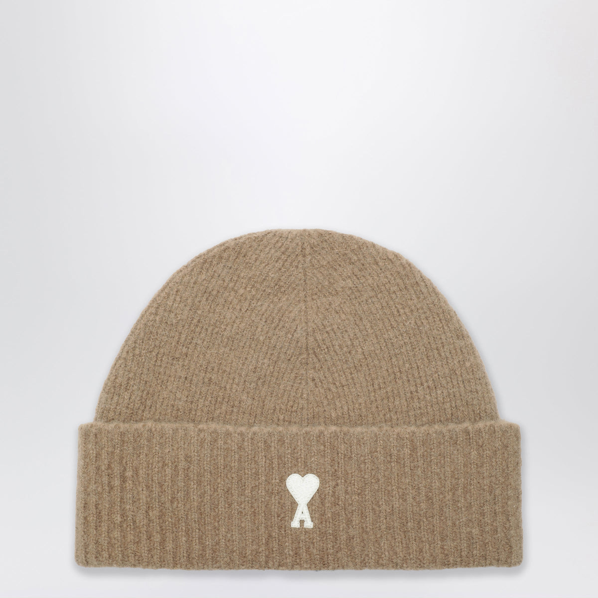 Ami Paris Ami De Coeur Beanie In Wool Blend, Beige Men AMI PARIS