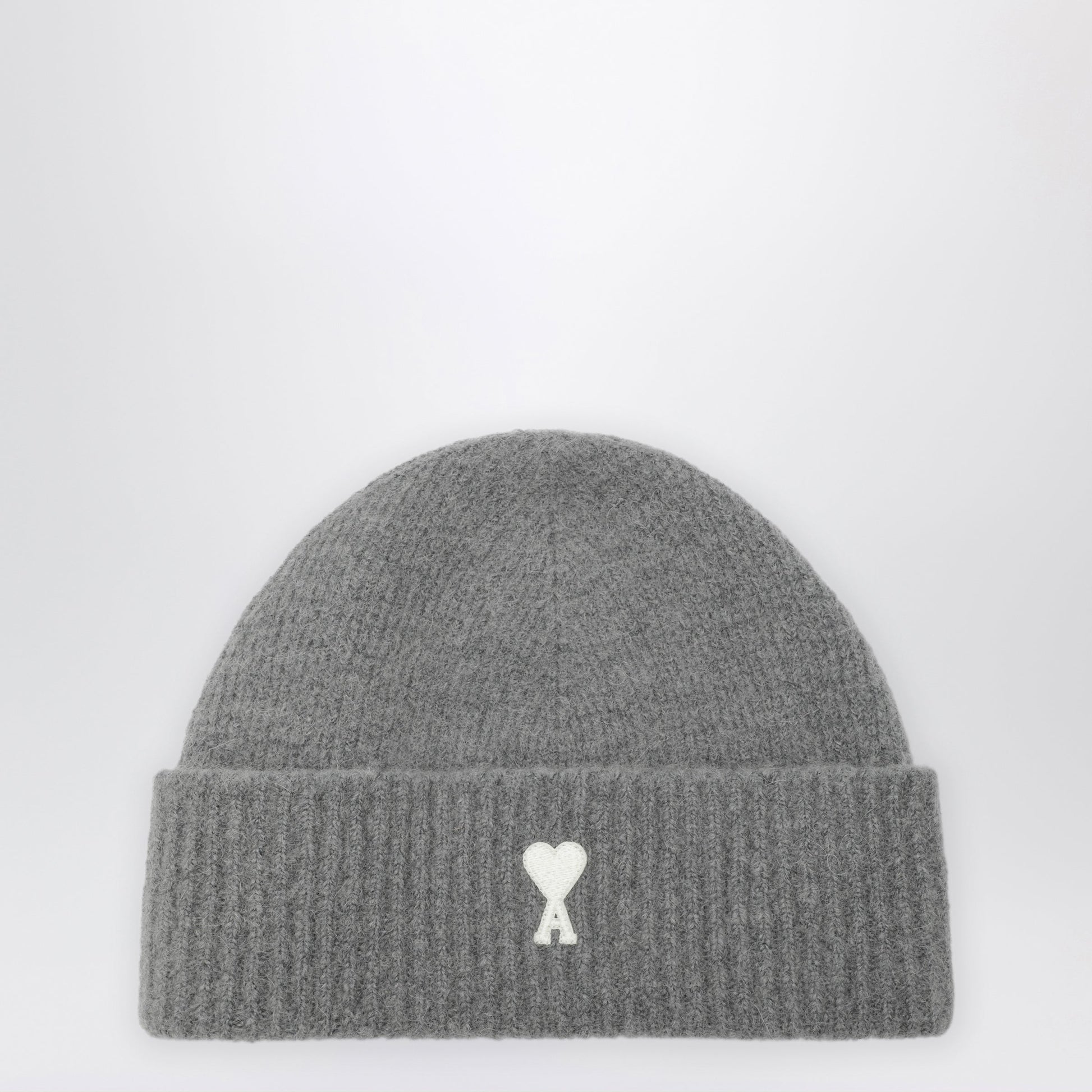 Ami Paris Ami De Coeur Grey Wool-Blend Beanie Men AMI PARIS
