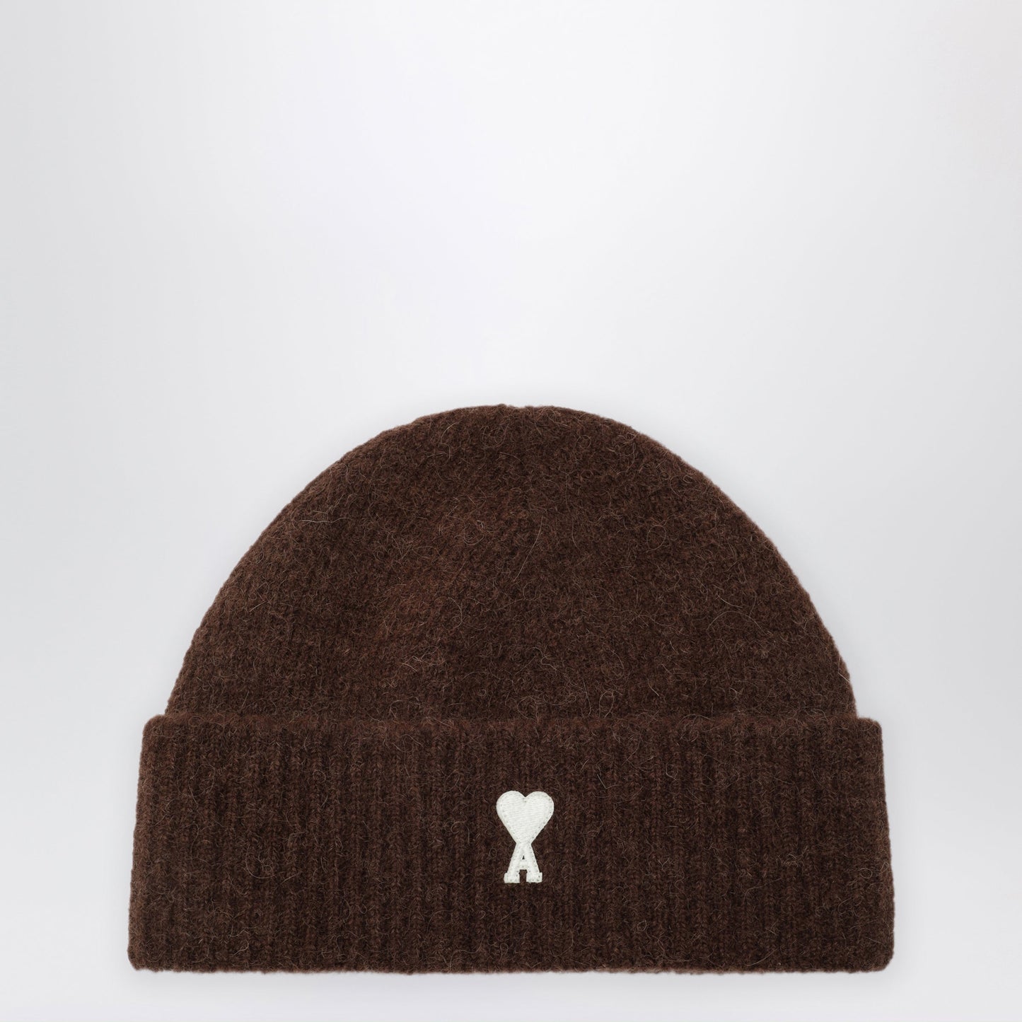 Ami Paris Ami De Coeur Brown Wool-Blend Beanie Men AMI PARIS