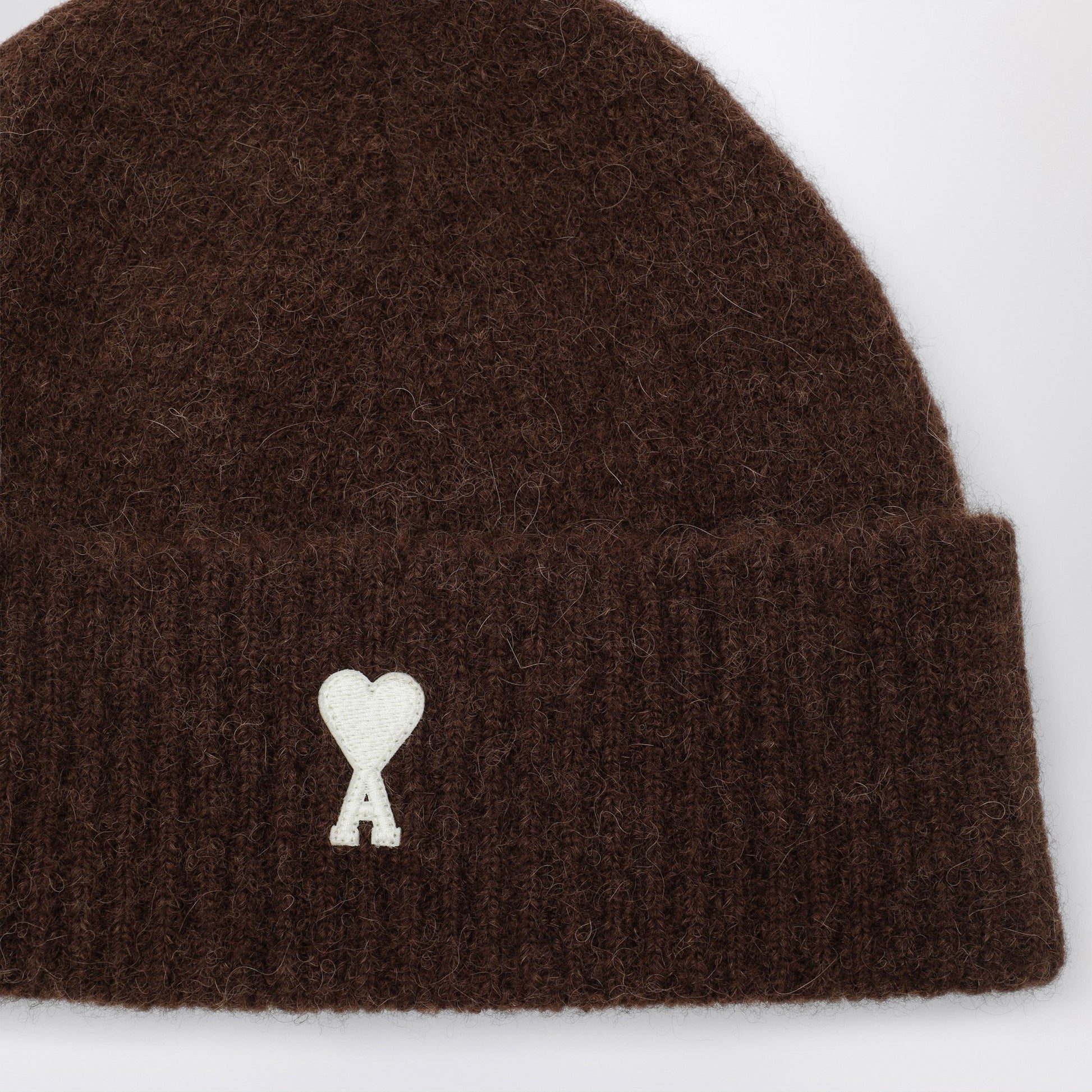 Ami Paris Ami De Coeur Brown Wool-Blend Beanie Men AMI PARIS