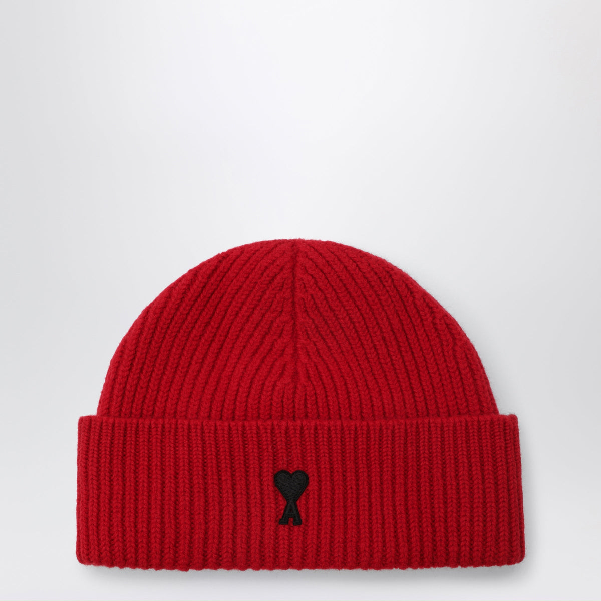 Ami Paris Ami De Coeur Beanie In Ruby Red Wool Blend Men AMI PARIS