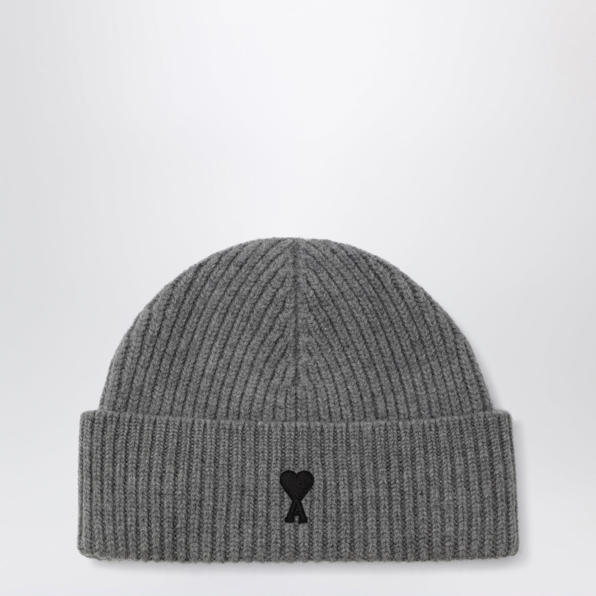 Ami Paris Ami De Coeur Beanie In Grey Wool Blend Men AMI PARIS