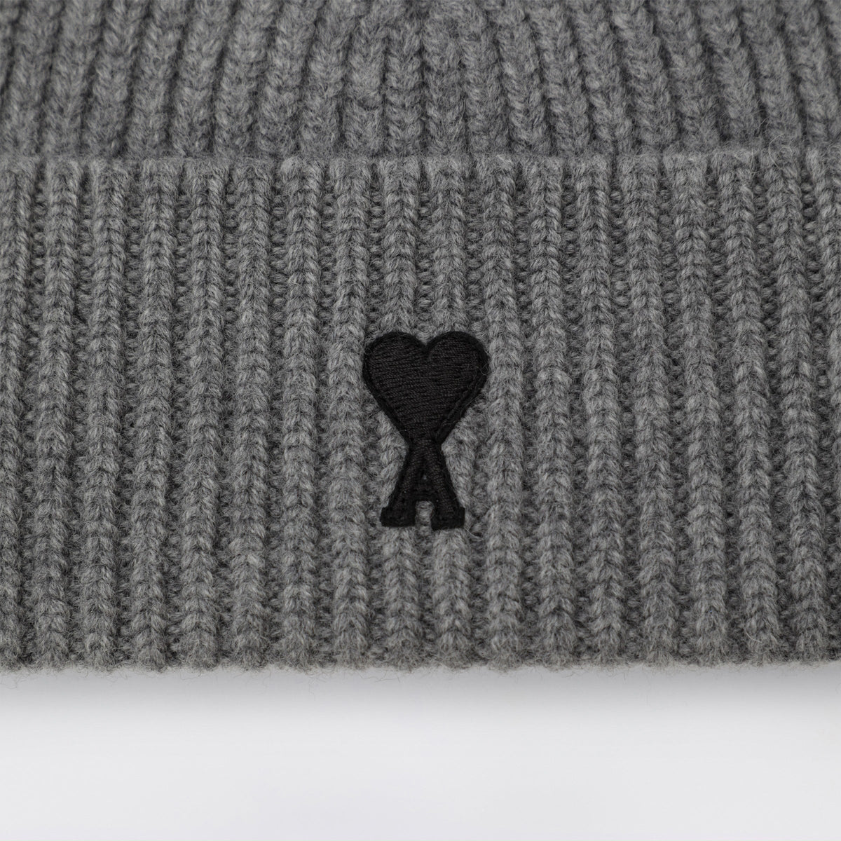 Ami Paris Ami De Coeur Beanie In Grey Wool Blend Men AMI PARIS