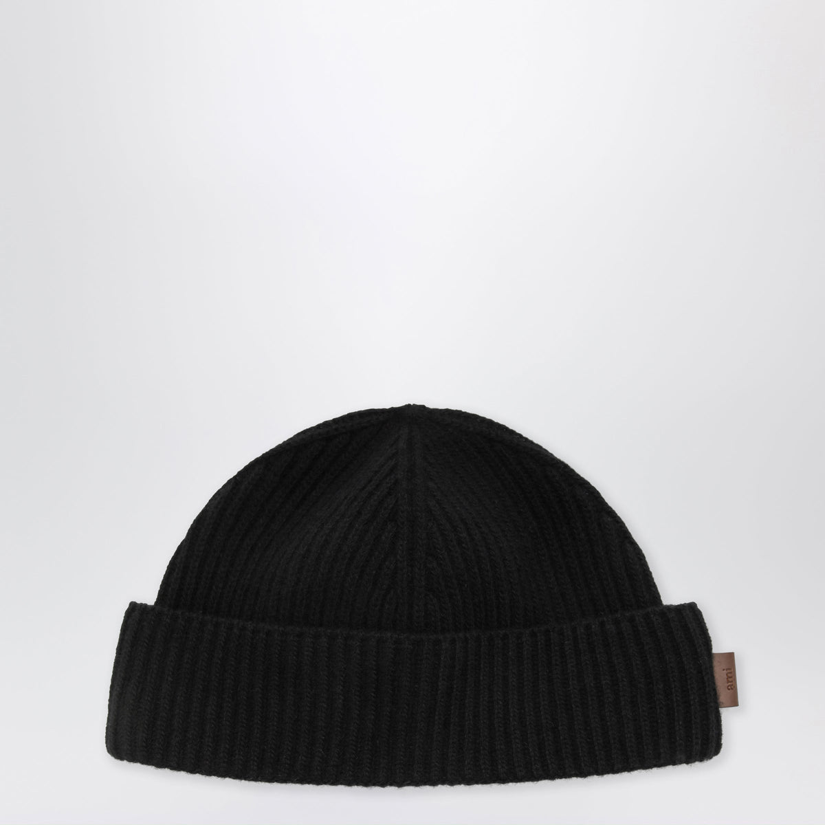 Ami Paris Black Ribbed Wool Beanie Men AMI PARIS