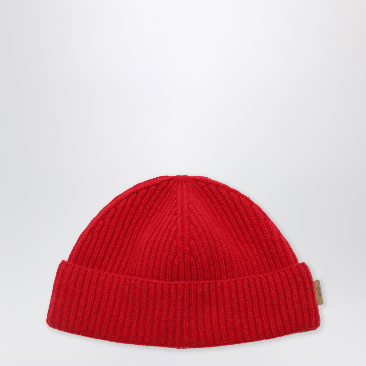 Ami Paris Ruby Red Ribbed Wool Beanie Men AMI PARIS
